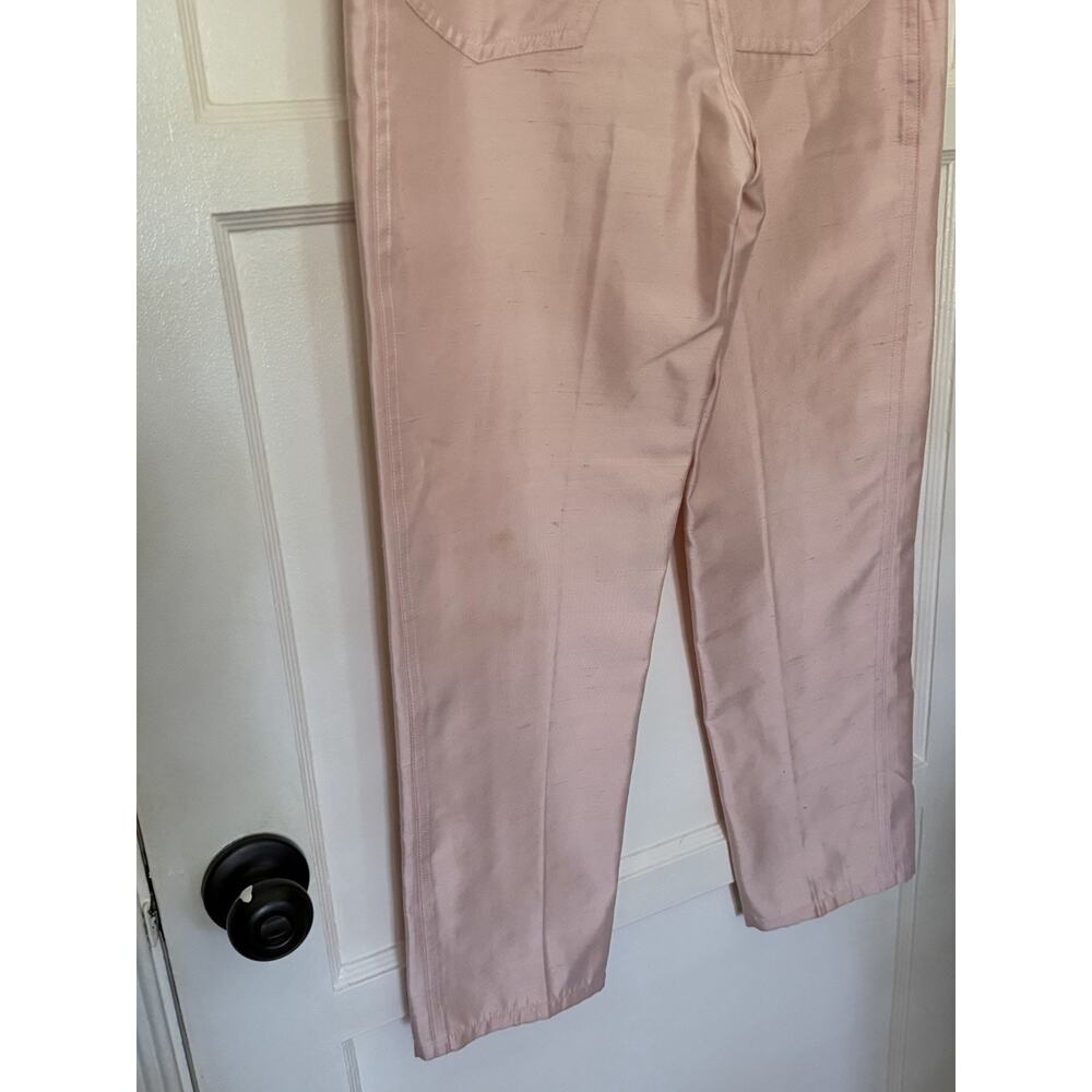 Vintage 90s Christian Dior Baby Pink Silk Tapered Pants High Waist Sz 36 READ - Picture 3 of 7